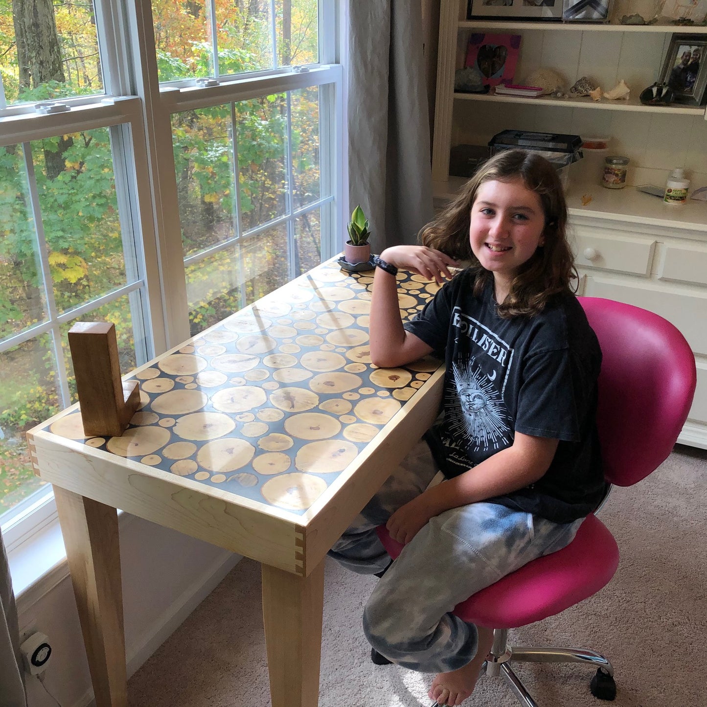 Hard Maple Cookies & Black Epoxy Desk